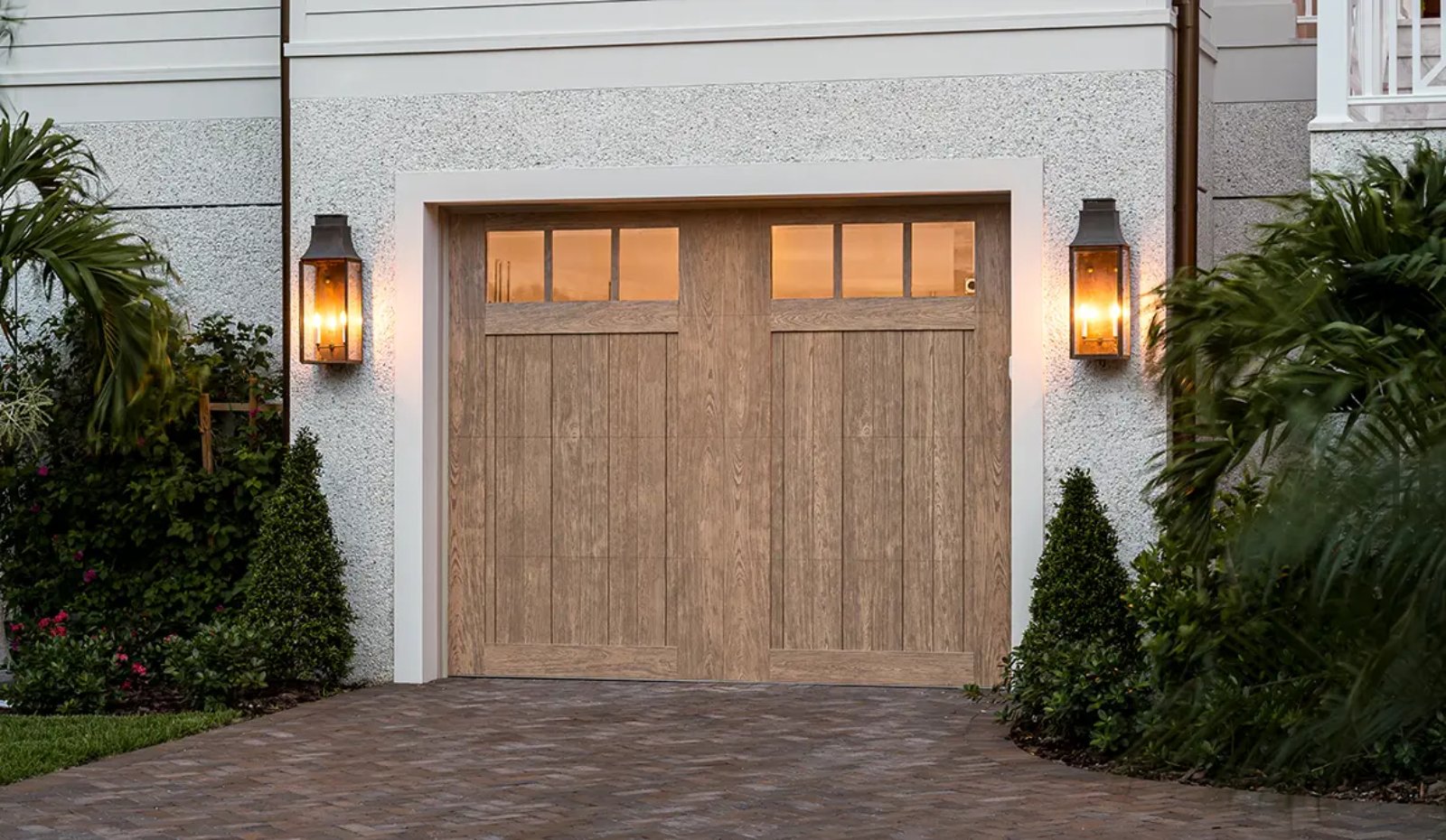 Clopay Canyon Ridge carriage house garage door with a full row of windows