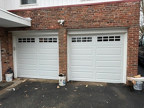 White doors with window rows installed by NJ Garage in West Orange, NJ